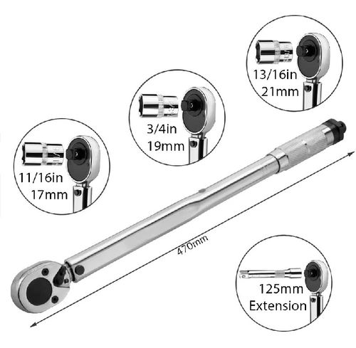 8-piece Set,Prefabricated Torque Wrench Kit, made of chrome-vanadium steel for durability and rust resistance. The scale is clear and enables precise presetting of torque. It comes with multiple-sized sockets and extension rods, suitable for automotive repair, industrial installation, and home maintenance scenarios. It ensures precise tightening and prevents loosening or over-tightening. It is an excellent choice for professional fastening.