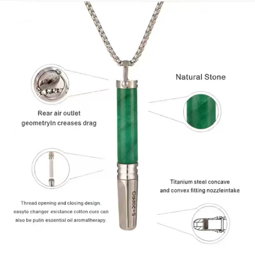 Natural tiger-eye stone anti-smoking necklace. When placed in the mouth and combined with fruit fragrance chips, it can help reduce the urge to smoke. The food-grade stainless steel cigarette holder is safe and durable. The neck design makes it convenient to carry and use at any time. The simple design is suitable for daily outfits. It is a practical accessory for easily resisting the urge to smoke.