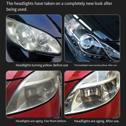 Order today and you will receive 3 bottles of car headlight refurbishing, crystal coating, yellowing removal and cleaning restoration solution. This formula is easy to apply without sanding and is suitable for repairing any aged or discolored headlights of any vehicle. It can eliminate stubborn yellowing in a short time and achieve showroom-level luster through a durable coating sealant. You can use it at home without the need for expensive store services.