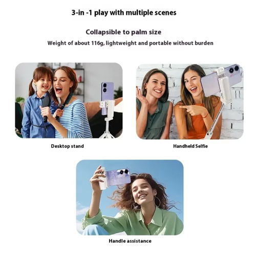 Mini selfie stick, compact and portable, can be easily put into a pocket. With a 360-degree rotating design, it allows for flexible adjustment of the shooting angle. Installation is simple and it can securely fix the phone, enabling you to easily capture wonderful moments when taking selfies, making vlogs or documenting outdoor scenery.