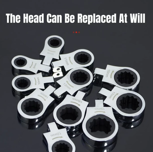 This 13-piece set of replaceable head ratchet and hex wrenches comes with 1 handle and 13 heads. It features a 72-tooth ratchet and a 5° narrow swing angle, allowing you to reach even the hard-to-reach spots. The heads can be easily replaced with just a quick unscrewing and screwing. Made of chrome-vanadium steel for rust resistance and durability, it comes with a compact storage box for easy portability. The efficiency is increased by three times!