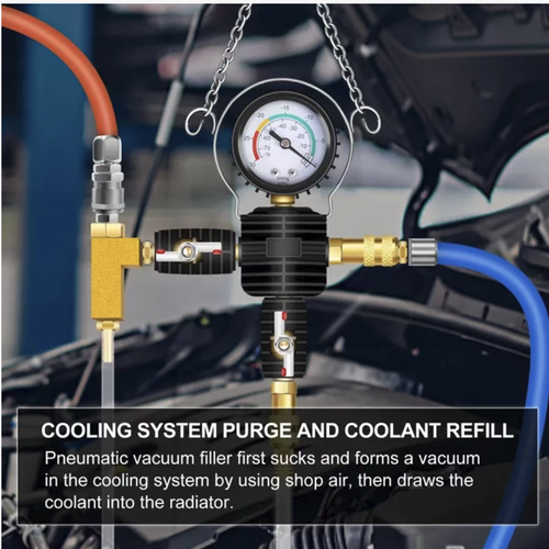 This car radiator pressure leak detection tool kit is equipped with full-range plugs that fit all models. It can accurately detect and locate leaks, and supports vacuum filling of coolant. The high-precision pressure gauge, durable metal material, and simple operation make it a professional-level tool for auto repair shops and mechanics to test the cooling system. It comes with a custom storage box.
