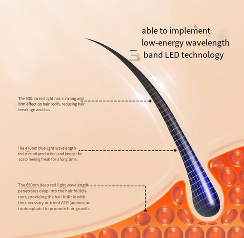 Advanced technology emits red light through the scalp, precisely activating dormant hair follicles and reversing hair follicle atrophy. It effectively controls oil production and strengthens hair, providing dual benefits. With 5 different modes, it can adapt to various scalp needs. Just 20 minutes a day, you can easily grow thick and luscious hair and say goodbye to worry about the hairline! Hurry and place your order now!