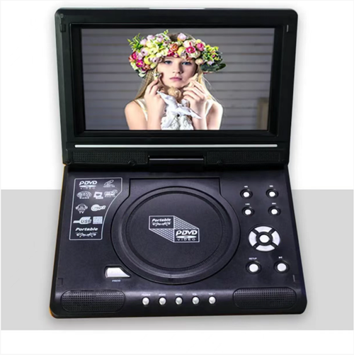 This 7.8-inch portable mobile DVD player features a flip-up rotating screen. It supports DVD and VCD discs for playback, and can also read USB audio and video files. It comes with built-in speakers and a game controller. It supports both home and car power supply. The button operation is simple, making it suitable for children's early education and learning, as well as for entertainment during travel. It comes with complete accessories and can be used right out of the box.
