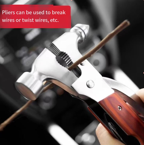 This multi-functional safety hammer is made of all steel and is extremely sturdy and durable. It integrates multiple tools such as a safety hammer, a nail puller hammer, and a saw blade. It can break the window for escape during driving and can also be used for home and outdoor repairs in daily life. The design is exquisite and easy to carry, making it a life-saving tool in critical situations and a versatile helper in daily life.