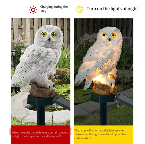Order today and you will receive 3 solar owl floor-standing landscape waterproof decorative lights. These solar owl floor-standing lights store energy during the day and automatically light up at night. The waterproof resin material has a realistic shape. They can be used as both a garden decoration and a lighting source. The floor-standing installation is convenient, injecting a lively atmosphere into the outdoors.