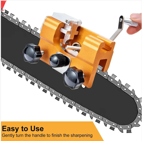 Hand-cranked chain grinder, compatible with various specifications of chainsaw chains. Once fixed, the hand-cranked grinding head can grind the chain teeth, making dull chains sharp in an instant. The operation is simple and easy to master. The body is small and portable. The grinding head is wear-resistant and stable in positioning, which can protect the chain and extend its lifespan. It is suitable for various scenarios and can save costs and improve efficiency.