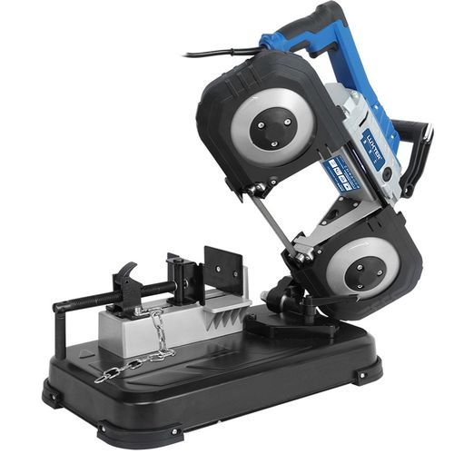 LUXTER 5-Inch Metal Band Saw Small Benchtop Home 45° Wood Metal Variable Speed Cutter Multi-Functional Benchtop Band Saw Stepless Speed Stable Cutting 45° Bevel Cut Woodworking Metal Processing Home DIY Handmade Tool High Precision Wood Cutting Metal Profile Pipe Cutting Sturdy Body Safe Operation Low Noise Anti-Splash Benchtop Design Small Footprint Ideal For Home Workshop Studio Multi-Functional Woodworking Metal Processing Equipment Factory Direct Sales Quality Assurance