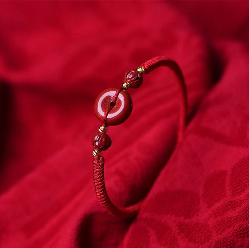 Purple Gold Vermilion Red Peace Love Bracelet. Today, we sold 6 pieces! The bracelet features a high concentration of red vermillion wrapped around a red string. It embodies both auspiciousness and love. Each piece is transparent, the knot is durable, and the wrist size can be adjusted to fit both men and women. Stock up on good luck, and have the vermilion red string wrapped all around your wrist - this wave captures both peace and sweetness perfectly!