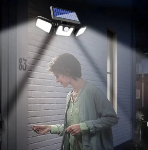 Wireless Solar Triple Head Wall Lamp: During the day, it charges the battery through the solar panel, and at night, it automatically lights up. Its brightness is 4000 lumens, with a color temperature of 5000K of daylight white light, which can clearly illuminate the dark areas outdoors. It has an intelligent sensing function, is waterproof and durable. It is suitable for indoor doors, garages and patios. Order today and you will receive 2 solar triple head wall lamps.