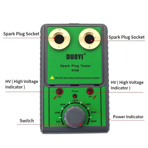12V gasoline vehicle-specific spark plug detector: Dual-hole synchronous measurement, simulating engine operating conditions, intuitively displaying ignition performance, compatible with multiple types of spark plugs. Wide frequency compatible with different engine displacements. Protective cover protects the equipment. Simple operation. It is a practical tool for auto repair shops and car owners to quickly identify ignition faults and save costs.