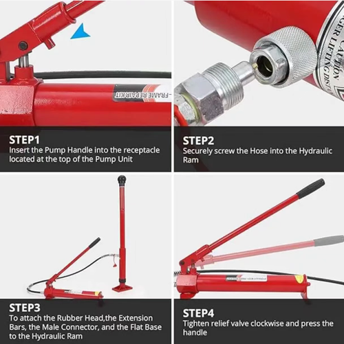 This 4-ton sheet metal separation jack, equipped with powerful hydraulic power, can precisely lift and support dented and deformed car bodies. The multi-specification accessory set is suitable for various repair scenarios. Made of high-carbon steel, it is durable and robust. The complete set of tools is portable and easy to store. It is a professional and efficient tool for car body shape repair and accident vehicle reshaping.
