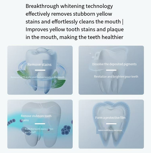 If you place an order today, you will receive 10 bottles of plant-based regenerative tooth cleaning drops for teeth restoration and plaque removal. This tooth care liquid adopts a pioneering whitening technology and can effectively remove stubborn stains. It contains hydroxyapatite and plant extracts, which can form a protective film. This product is gentle and non-irritating. Its dropper design is convenient for use. It can make your teeth whiter every day and also freshen your breath.