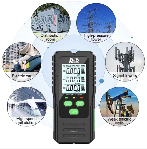 This 3-in-1 electromagnetic radiation detector can precisely measure electric fields, magnetic fields and radio frequency radiation. It features high-definition digital display with sound and light alarm functions, and can also locate steel bars, wires and water pipes within walls. It is multi-functional and serves as a reliable safety assistant for home health monitoring and construction work. It ensures every bit of peace of mind and health.