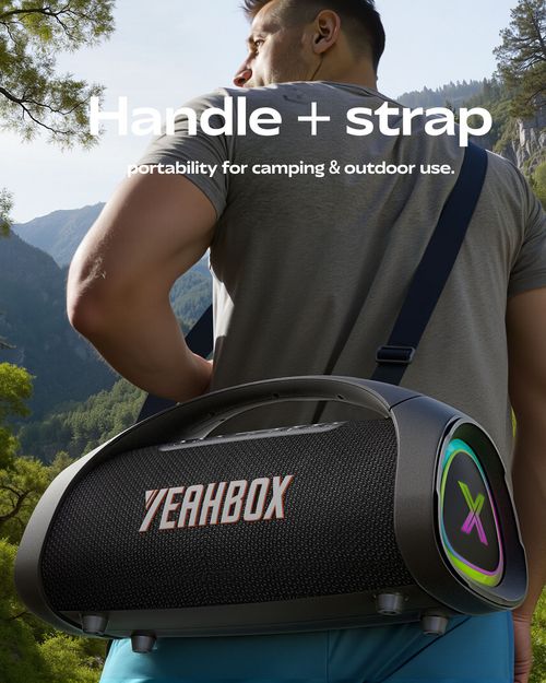 YEAHBOX Sonic Lion Bluetooth Speaker, 200W high power Berlin sound speaker, premium outdoor heavy bass portable audio. Built with high-quality sound unit, it delivers thick surging bass and pure transparent vocals with no distortion even at high volume. Fast Bluetooth connection and long-lasting battery life. Portable and sturdy design, perfect for outdoor parties, camping karaoke, home leisure and live performances with immersive sound atmosphere.
