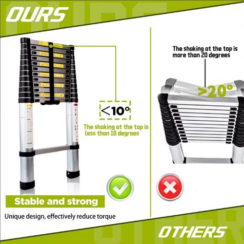 Thickened aluminum alloy telescopic ladder, household portable folding L-shaped ladder, engineering lifting straight ladder, safety lock and anti-slip stability, multi-functional dual-purpose climbing ladder, one-click contraction for easy storage, indoor decoration cleaning and outdoor work special ladder, strong load-bearing and long service life, in line with national safety standards, the preferred portable climbing tool for renters and construction workers.