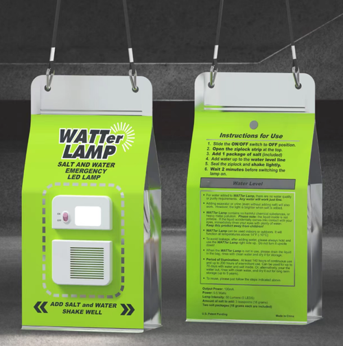 Portable saltwater-powered emergency light. No batteries required. Just add saltwater and the LED light bulb will light up. Safe, environmentally friendly, and emission-free. Compact and portable, it can be hung. Waterproof and durable. Suitable for outdoor camping and power outage emergency situations. It provides reliable lighting in critical moments. It can handle unexpected power outages and situations without electricity in the outdoors with ease.