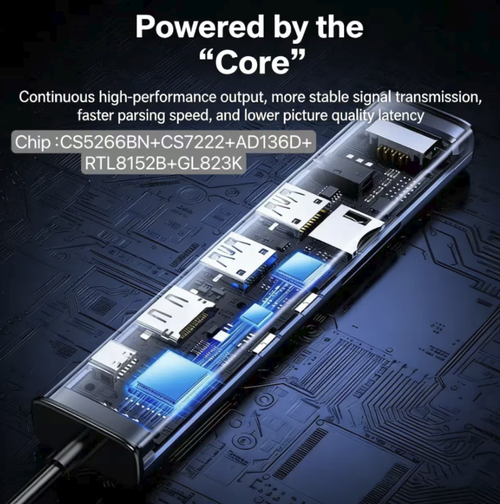 The Five-in-One Type-C Expansion Dock integrates USB3.0 splitter, 4K HDMI projection screen, and 100W PD fast charging functions. It is plug-and-play compatible with multiple systems and has an aluminum body that is portable and durable. It is an efficient office tool for light laptop users to solve the problem of interface anxiety. Make your notebook easily meet the diverse office needs in various scenarios.