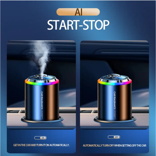 Intelligent in-car aroma diffuser + three-color starry sky light, micro-micron atomized fragrance dispersion, AI intelligent start-stop function, and it can project three-color starry sky. Fresh air + romantic atmosphere. USB for in-car installation. Each driving journey becomes an immersive sensory feast.