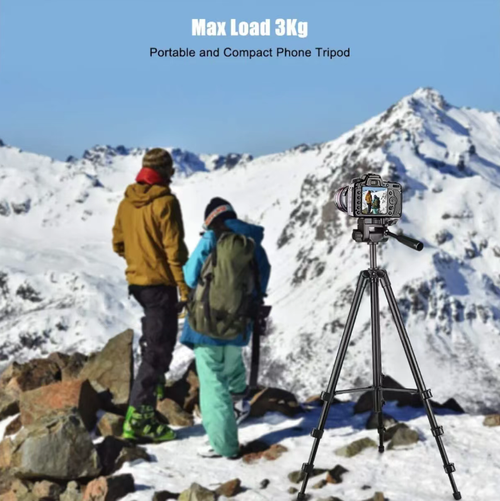 This black multi-functional tripod is compatible with mobile phones, cameras and GoPro. It supports 360° multi-angle adjustment and can be remotely controlled with a Bluetooth remote. Made of thickened aluminum alloy, it is sturdy and durable. When folded, it is portable and easy to store. It can also be equipped with an external lighting device. It is an all-round stable assistant for photography, live streaming and self-taking.