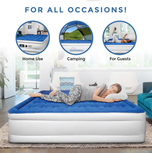 It is equipped with a built-in one-button pump. When inflated, it transforms into a soft sofa. When deflated, it can be stored compactly, saving space. The ergonomic air cushion combined with the thick plush surface is comfortable and does not irritate the waist. It is puncture-resistant, slip-resistant and durable. It is suitable for hosting guests, camping, and renting houses. It instantly transforms into a mattress, making life convenient and comfortable.