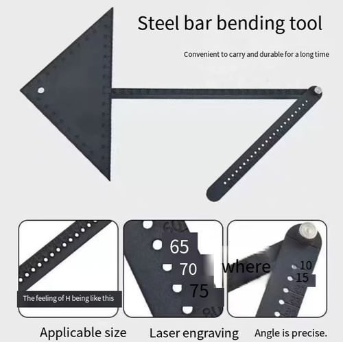 Square steel bending marking ruler, with laser engraving for precise and wear-resistant graduations, and angle positioning accurate to the millimeter level. Suitable for bending marking of various profiles such as square steel and round tubes. Made of high-hardness alloy material, it is rust-proof and durable. Simple to operate, it is an accurate processing tool for metal processing, construction, and sheet metal industries.