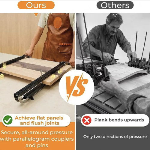 This 24-inch panel clamp comes in a two-piece set and features a parallelogram-shaped clamping structure. It evenly applies pressure to prevent the edges from warping and can be quickly installed in one minute. It is an efficient tool for woodworkers to assemble panels and create smooth and seamless furniture. Make each piece of woodboard fit perfectly, infusing the wooden artworks with exquisite texture.