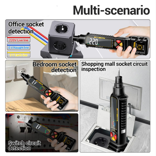 The multi-functional circuit analyzer integrates functions such as leakage detection, fault point location, and measurement of AC and DC voltages. It is easy to operate, portable and practical. It is an all-in-one assistant for electricians, electronics enthusiasts, and home circuit maintenance, making circuit fault detection efficient and reassuring!