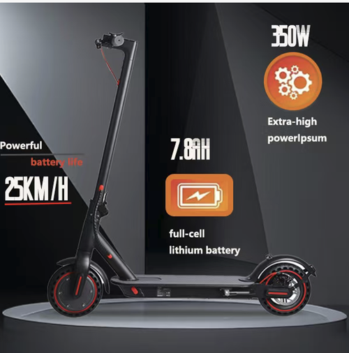 This aluminum alloy folding electric scooter is equipped with a 350W brushless motor and a 7.8Ah lithium battery. It has a maximum speed of 25 kilometers per hour and can be fully charged in 5 hours. The body can be quickly folded, making it portable and easy to carry. It is equipped with a puncture-resistant solid tire and is connected to a smart APP, making it an ideal means of transportation for short urban commutes.