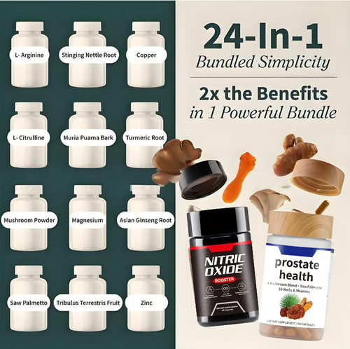 Order today and get 2 sets (total of 4 bottles) of the Prostate Health Nitric Oxide Combo (60 capsules) + Saw Palmetto Capsules (90 capsules) directly in hand. Stock up all at once on 4 months of energy sustenance + 6 months of prostate protection! This is a pure plant extract formula. It's easy to consume without any burden. It helps maintain the condition of your private area and fills your male health buff status to the brim!