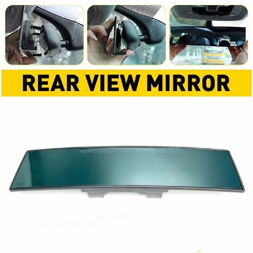 Easy Clip Installation Universal 300mm Anti Glare Blue Wide Angle Tint Interior Clip on Panoramic Rearview Mirror
