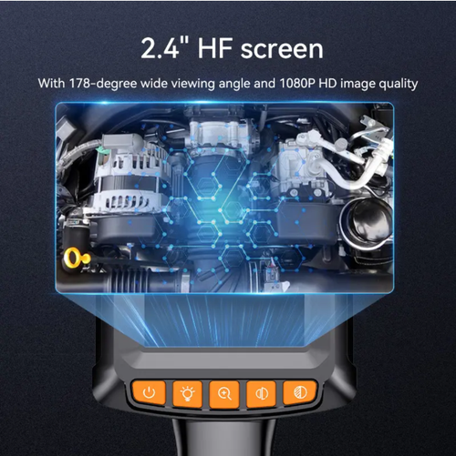 5-meter line High-definition screen-equipped industrial endoscope, 2.4-inch screen + 2 million pixels, 3.5cm macro lens, 5-meter waterproof line capable of penetrating narrow spaces, intelligent light adjustment, accurately detecting internal faults of equipment, making maintenance efficient and worry-free.