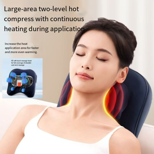 6D soft touch head imitates the human hand's kneading of the trapezius muscle. It provides reverse support without pressing on the neck. It offers large-area hot compress for quick warming of the muscles. It can be started with one button. It has 3 force adaptability settings suitable for all ages. It can be used in offices, homes, and vehicles. It can relieve stiff shoulders caused by prolonged sitting in just a few minutes.