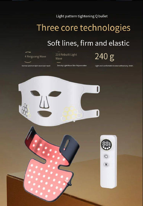 LED Neck and Shoulder Phototherapy Beauty Device: Four modes with multiple light sources (red, blue, infrared, combined purple light) precisely address neck wrinkles, slackness, dullness, and acne-prone areas. 660nm red light promotes collagen production. 850nm infrared penetrates deeply to rejuvenate the skin. 460nm blue light reduces inflammation. Ideal for at-home portable care, allowing you to easily achieve a smooth and fine neck like a swan's neck.