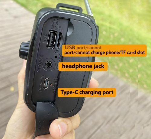 Emergency multi-functional radio, supports multi-band radio reception, equipped with hand-crank and solar power charging, 1800mAh battery can power the device. It also comes with SOS alarm, strong light flashlight, water-resistant and shock-resistant. It can be used as an audio device in daily life, and serves as a survival support station in emergencies. It is a must-have for both home and outdoor emergency situations.