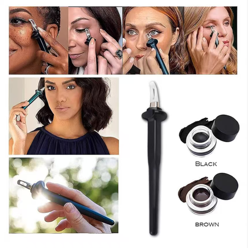 The eye liner tool for the clumsy ones. The silicone brush head is designed to fit the eye shape. Just apply it once and it will fill in the eyeliner. Even beginners can draw neat lines. It is water-resistant and lasts for 8 hours without fading. Order today and you'll receive 2 sets. The soft brush head won't stick out and the cream is smooth and easy to blend. Even the clumsy ones can create the perfect eye shape.
