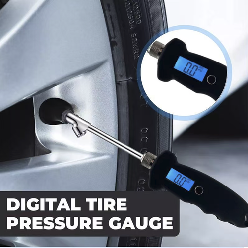 Double-head extended probe digital tire pressure gauge, suitable for both cars and heavy trucks. Metal connectors do not leak air. The luminous LCD screen provides clear readings at night. Multiple unit switching for precise measurement. Anti-slip handle for one-handed operation. Resistant to shock and durable. Self-checks tire pressure before driving to prevent tire blowouts. Suitable for both household auto repair and commercial use.
