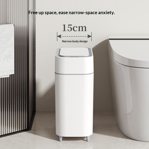 Smart Sensor Trash Can, Wall Mounted Automatic Touchless Induction Waste Bin, Slim Narrow Gap Household Garbage Bin, Waterproof Dustproof Silent Waste Container, Hands-Free Hygienic Rubbish Bin, Space-Saving Anti-Odor Dustbin, Durable Practical Home Waste Storage Bin, Suitable for Bathroom, Toilet, Kitchen, Living Room, Indoor Household Daily Sanitation, Wall Hanging Trash Can for Family Daily Waste Sorting and Storage