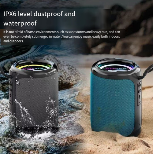 This waterproof Bluetooth speaker is IP6-rated for water resistance and splash-proof. It features a 25W dual speaker system with a low-frequency diaphragm for crisp sound quality. It supports multiple modes of Bluetooth, TF, USB, and AUX playback. It can be connected in TWS mode to form a stereo sound system. It is portable and suitable for various scenarios such as beaches, bathrooms, and camping, allowing you to easily enhance the atmosphere.