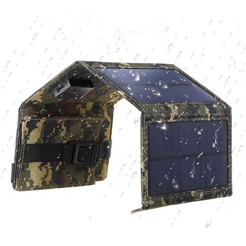 Camouflage folding solar charging panel: An outdoor solar energy supply station, with 20W high-efficiency power generation, foldable and portable, waterproof and durable. USB interface compatible with multiple devices, allowing you to freely use electricity outdoors and eliminating worries about power during exploration.