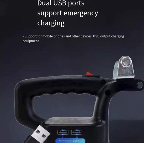 This 55-bead lithium battery work lamp features matrix-style LED lamp beads with high energy efficiency and bright illumination. It has dual USB charging ports and an upgraded handle with multi-angle adjustment, allowing for smooth switching between near and far light. It is suitable for various scenarios such as auto repair and outdoor use, and is a versatile and mobile light source for dark environments.