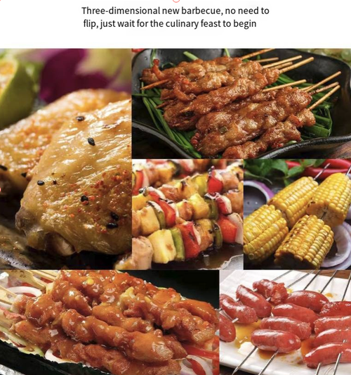 Smoke-free rotating oven, 360° automatic rotation for heating, with even heat distribution and crispy outside while tender inside. Dual knob temperature control, smoke-free and without open flame. This oven can handle chicken, duck, barbecued pork, and skewered meat all in one. The stainless steel body with a glass window is easy to clean and resistant to heat. It is suitable for both home use and street vending. It can effortlessly create the flavor of restaurant-grade barbecue.