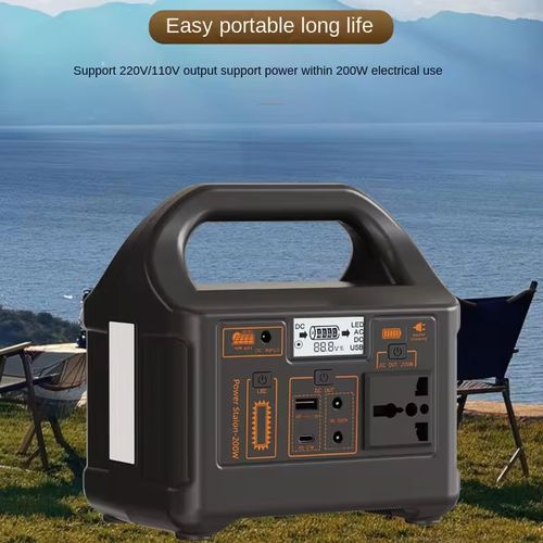 High-efficiency 200-watt portable power station, 76.8 watt-hour rechargeable lithium-ion battery, with a liquid crystal display to show remaining power and charging status, multiple output interfaces  AC DC, USB-A, USB-C  overcharge, overload, and short-circuit protection, LED emergency light, portable and easy to carry, highly suitable for outdoor exploration, camping trips, self-driving tours, home backup power supply, office emergency situations and outdoor work.