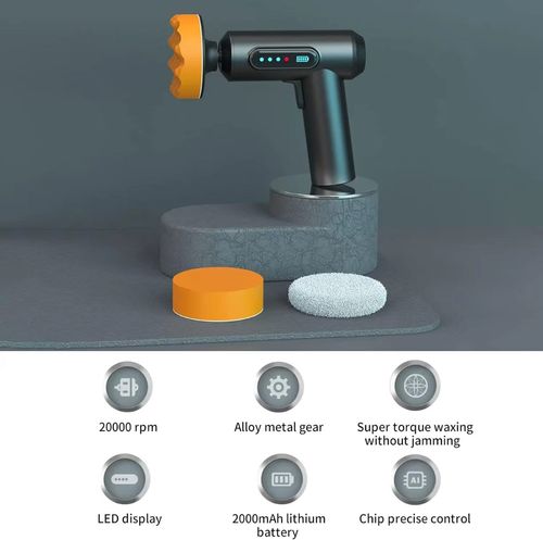 Wireless waxing and polishing machine, with four-speed adjustment, 20,000 rpm high-speed motor, highly efficient in removing scratches and brightening car paint. Comes with three polishing pads to be used for waxing, polishing and cleaning. 2000mAh long battery life, ergonomic handle for easy operation. Also suitable for furniture floors. This one machine can be used for multiple purposes, extremely practical.