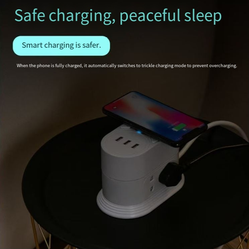 For a wireless charging socket, simply place the device that supports wireless charging on the wireless charging area of ​​the socket, and charging will start automatically, truly realizing instant charging.