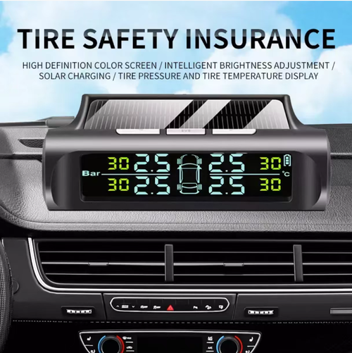 Solar-powered tire pressure monitor, the invisible guardian of driving safety, real-time display of tire pressure and temperature, abnormal voice warning to prevent blowouts, solar panel automatically charges and requires no maintenance. Installation is simple. The screen is clearly readable under strong light. It protects the tires, saves fuel, and is a necessary safety equipment for vehicles.