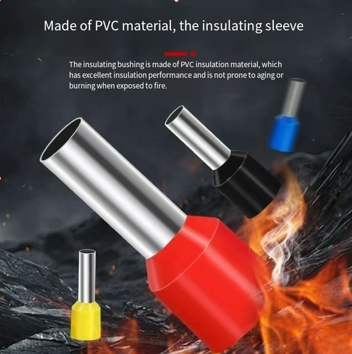 Insulated copper wire crimp terminal kit with 200 terminals and a pair of pliers