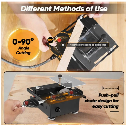 Mini lifting platform saw, compact in size and powerful in performance. It can be adjusted to an angle of 0-90°. It can precisely cut various materials such as wood, acrylic, and PCB boards. The operation is safe and easy to master. Whether you are a model enthusiast or a woodworking expert, you can achieve precise cutting with it, making your handmade creations more outstanding!