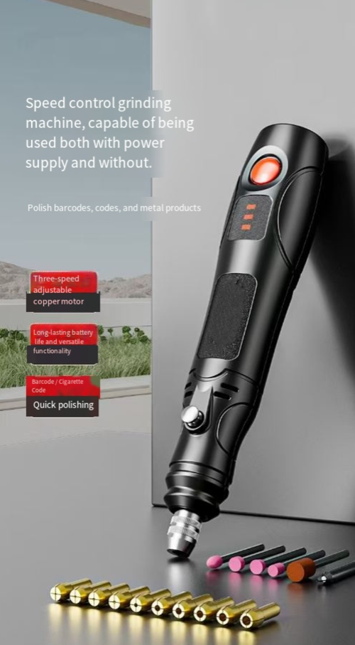 Lithium battery multi-speed electric engraving pen,A all-in-one tool for creative work. With multiple speed settings, a 38,000 rpm high-torque motor provides powerful power, and the non-slip handle ensures precise control. It is an excellent helper for creative artisans