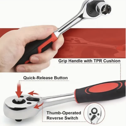 32-piece set of small ratchet socket repair tools. The high-carbon steel sockets are wear-resistant and do not slip easily. The double-action ratchet wrench can efficiently tighten screws in narrow spaces. Combined with the extension rod universal joint, it is suitable for various scenarios. The complete set comes with a storage box that is shock-resistant and portable, making it convenient for vehicle maintenance, as well as for disassembling and assembling household appliances and furniture.
